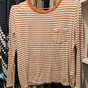 Madewell orange strip top size medium